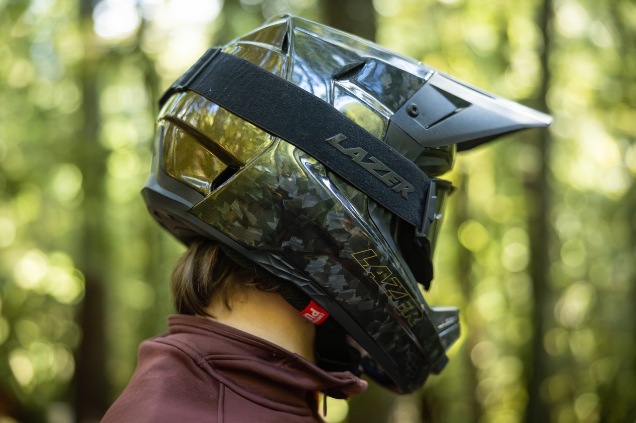 A man wearing the Lazer A-Line KinetCore full face helmet