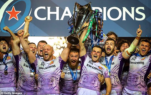 Exeter Chiefs, 2020 Şampiyonlar Kupası'nı boş bir Ashton Gate'de kazanmayı kutluyor; bu, Fransız olmayan bir takımın Avrupa ragbisinin elit müsabakasını kazandığı son seferdi